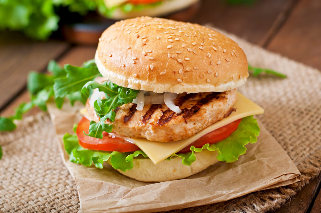 Homemade chicken burger for weight gain